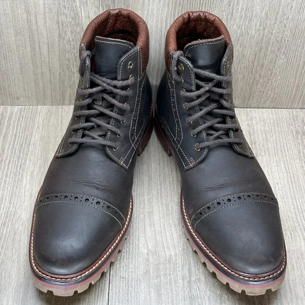 Warfield & Grand Boots Mens Sz 8 Presidio Leather Lace Up Cap Toe Ankle Brown